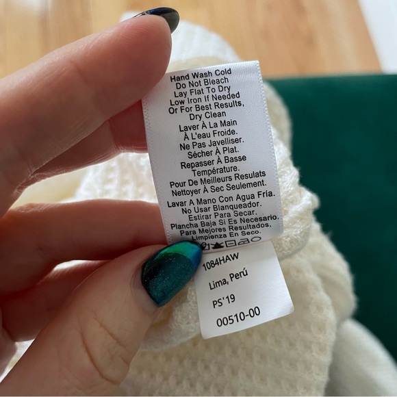 Nation LTD Neala Creme Waffle Knit Long Sleeve Snap Button Henley Shirt EUC Sz M - Picture 9 of 10